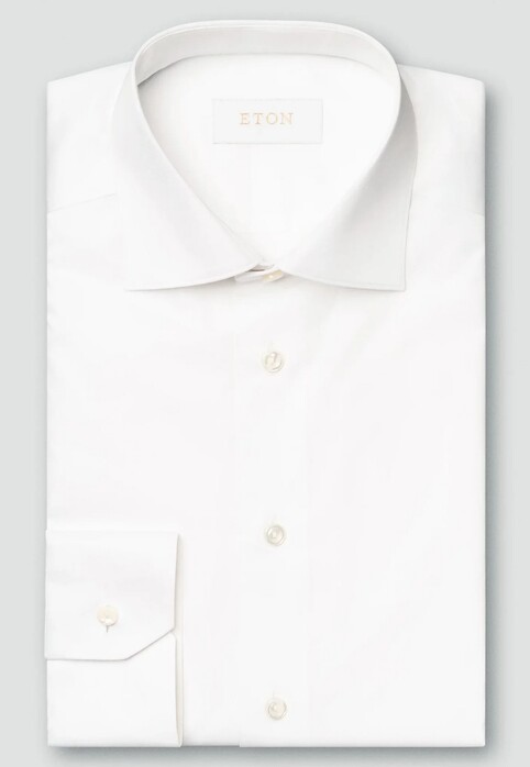 Eton Luxury Supima 120 Organic Cotton Twill Mother of Pearl Buttons Overhemd Wit