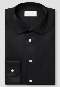 Eton Luxury Supima 120 Organic Cotton Twill Mother of Pearl Buttons Overhemd Zwart