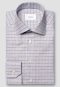 Eton Luxury Three Color Check Fine Organic Cotton Twill Shirt Multicolor