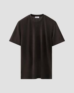 Eton Merino Wool Tencel Jersey Faux-Uni Crew Neck T-Shirt Donker Bruin