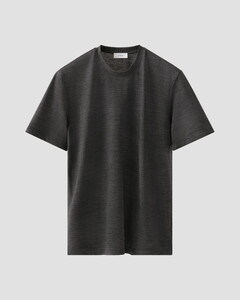 Eton Merino Wool Tencel Jersey Faux-Uni Crew Neck T-Shirt Donker Grijs
