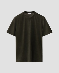 Eton Merino Wool Tencel Jersey Faux-Uni Crew Neck T-Shirt Donker Groen