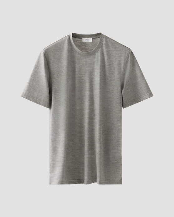 Eton Merino Wool Tencel Jersey Faux-Uni Crew Neck T-Shirt Grijs