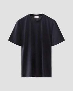Eton Merino Wool Tencel Jersey Faux-Uni Crew Neck T-Shirt Navy