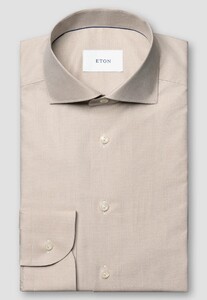 Eton Micro Check Fine Cotton Twill Overhemd Beige