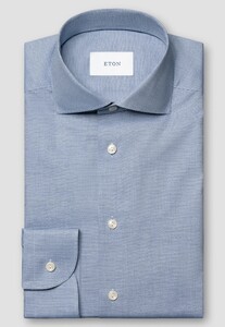 Eton Micro Check Organic Cotton Fine Twill Shirt Blue