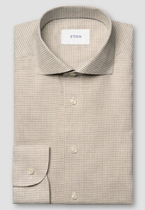 Eton Micro Check Signature Flanel Overhemd Beige