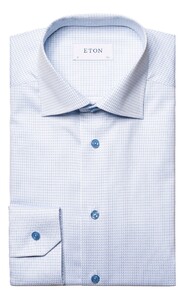 Eton Micro Check Signature Twill Shirt Light Blue