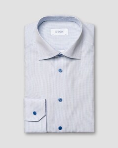 Eton Micro Pattern Signature Poplin Overhemd Blauw