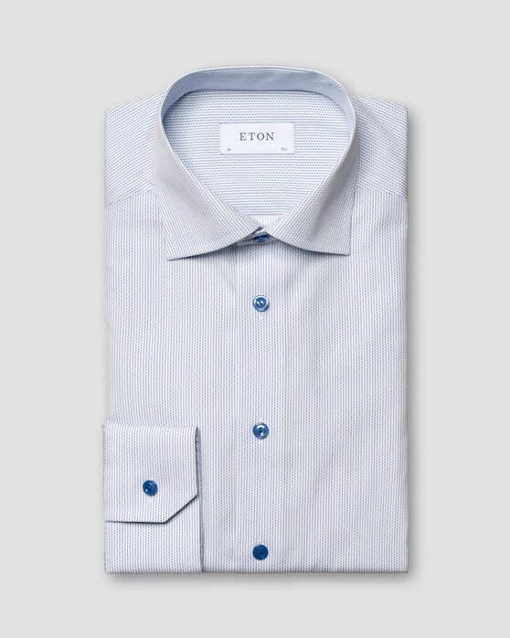 Eton Micro Pattern Signature Poplin Overhemd Blauw