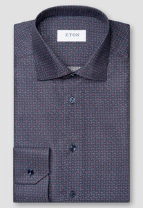 Eton Mini Allover Paisley Pattern Cotton Twill Overhemd Navy