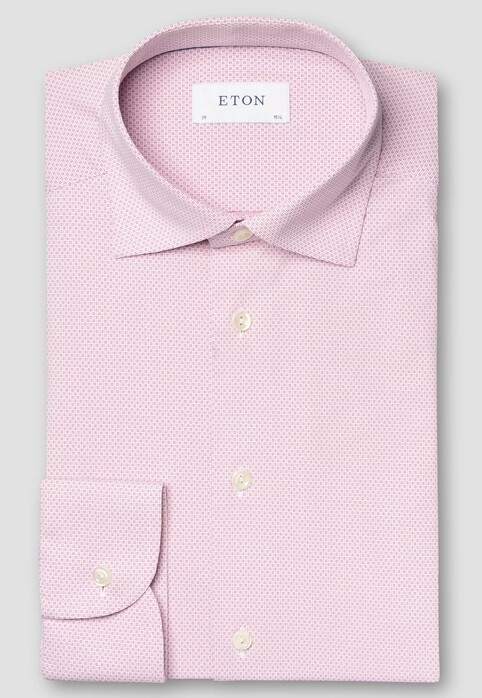 Eton Mini Pattern Four-Way Stretch Overhemd Roze
