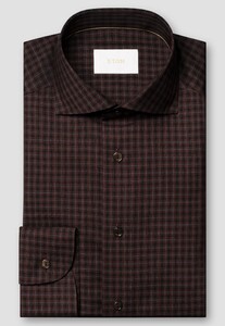 Eton Multi Check Ultra-Soft Luxury Super 120s Merino Wool Overhemd Donker Rood