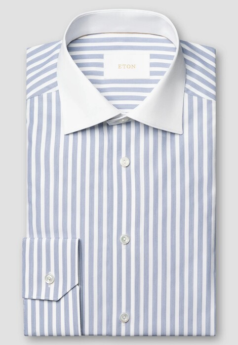 Eton Multi Micro Stripes Luxury Organic Supima Cotton 120 Twill Overhemd Blauw