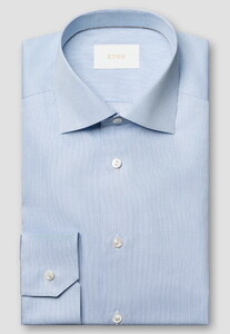 Eton Organic Cotton Fine Stripe Pattern Supima 120 Fine Poplin Shirt Light Blue
