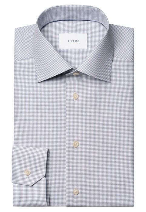 Eton Organic Cotton Fine Twill Mini Check Overhemd Licht Paars