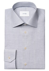 Eton Organic Cotton Fine Twill Mini Check Shirt Light Purple