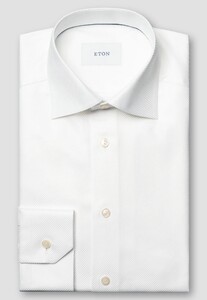 Eton Organic Cotton King Twill Natural 3D Effect Texture Overhemd Wit