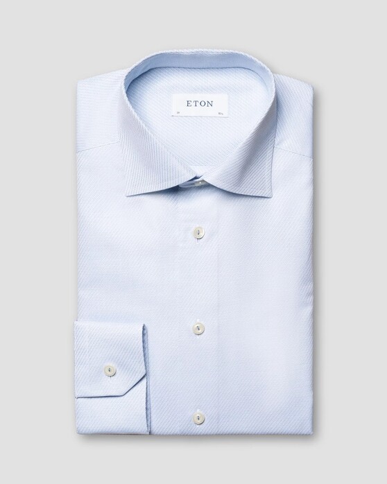 Eton Organic Cotton Signature Dobby Overhemd Licht Blauw