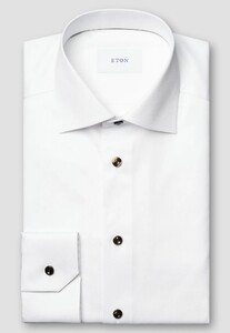 Eton Organic Cotton Signature Twill Solid Color Overhemd Wit