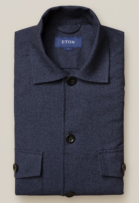 Eton Overshirt Cotton Wool Cashmere Donker Blauw