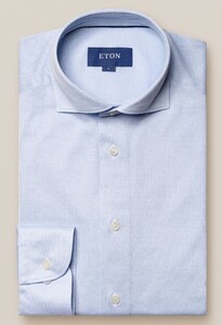 Eton Oxford Piqué Overhemd Licht Blauw