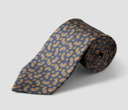 Eton Paisley Fantasy Pattern Stropdas Donker Blauw-Multi