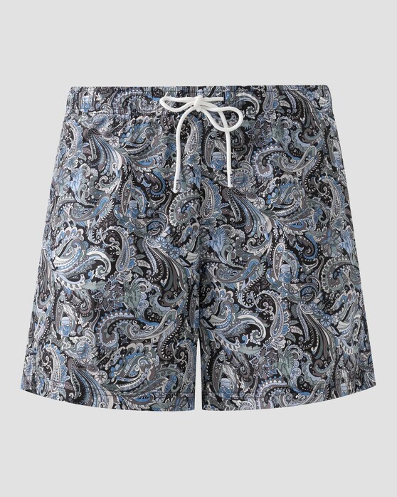 Eton Paisley Patterned Drawstring Swim Short Donker Blauw