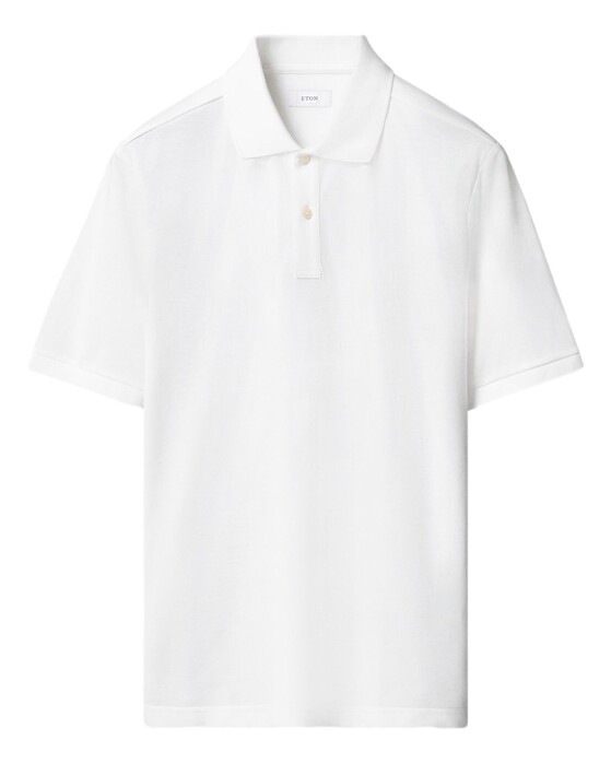 Eton Pima Cotton Pique Polo Shirt Wit