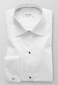 Eton Piqué Black Tie Overhemd Wit