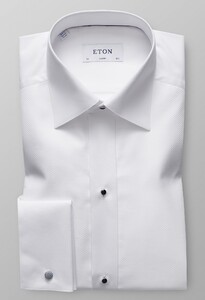 Eton Piqué Black Tie Shirt Overhemd Wit