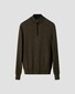 Eton Plain Knit Luxury Extrafine Merino Zip Collar Trui Donker Groen