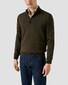 Eton Plain Knit Luxury Extrafine Merino Zip Collar Trui Donker Groen