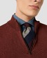 Eton Plain Knit Luxury Extrafine Merino Zip Collar Trui Donker Rood