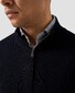 Eton Plain Knit Luxury Extrafine Merino Zip Collar Trui Navy