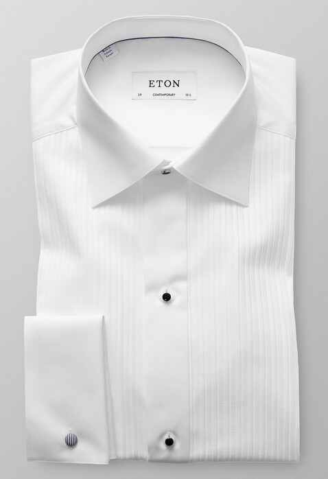 Eton Plissé Black Tie Overhemd Wit