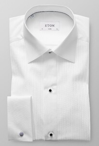 Eton Plissé Black Tie Shirt White