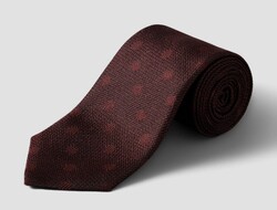 Eton Polka Dot Grenadine Silk Stropdas Donker Rood