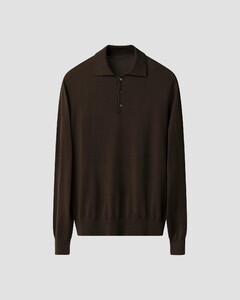 Eton Polo Pullover Luxury Extrafine Merino Dark Brown Melange