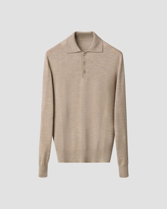 Eton Polo Pullover Luxury Extrafine Merino Trui Beige