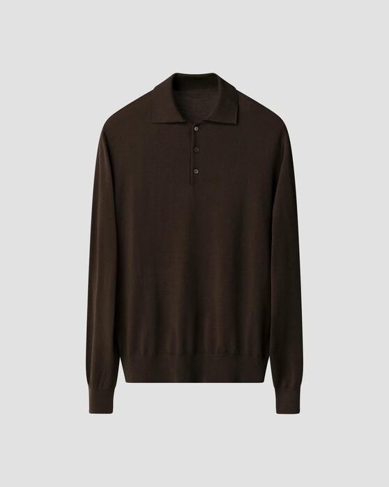 Eton Polo Pullover Luxury Extrafine Merino Trui Donker Bruin