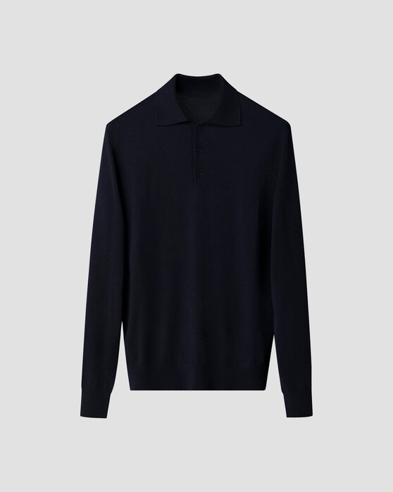 Eton Polo Pullover Luxury Extrafine Merino Trui Navy