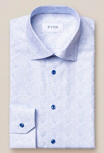 Eton Poplin Light Paisley Overhemd Licht Blauw
