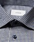 Eton Refined Gingham Check Smooth Cotton Lyocell Overhemd Donker Blauw