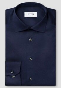 Eton Rich Cotton Signature Twill Uni Cutaway Collar Overhemd Navy