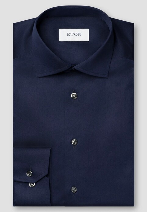 Eton Rich Cotton Signature Twill Uni Cutaway Collar Overhemd Navy