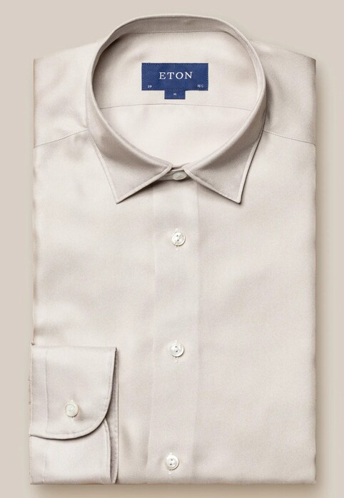 mother of pearl buttons dress shirt Eton Rich Silk Twill Mother of Pearl Buttons Pointed Collar Shirt Light  Grey