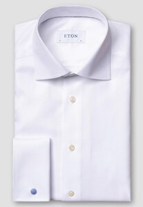 Eton Rich Structure Textured Twill French Cuffs Overhemd Wit