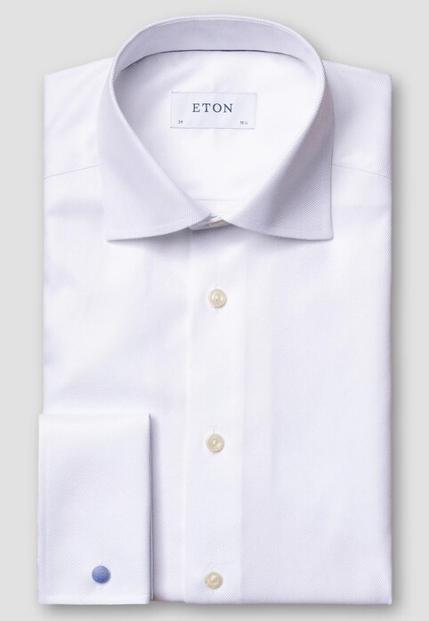 Eton Rich Structure Textured Twill French Cuffs Overhemd Wit