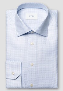 Eton Rich Texture Houndstooth King Twill Overhemd Licht Blauw